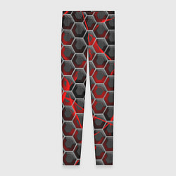 Леггинсы женские Красные узоры шестиугольник, цвет: 3D-принт