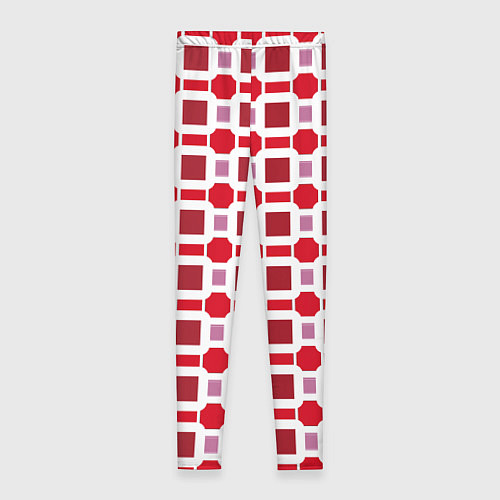 Женские легинсы Красные кирпичики и белые полосы / 3D-принт – фото 2