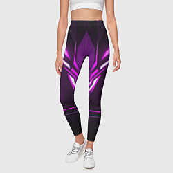 Леггинсы женские Фиолетовые неоновые вставки, цвет: 3D-принт — фото 2