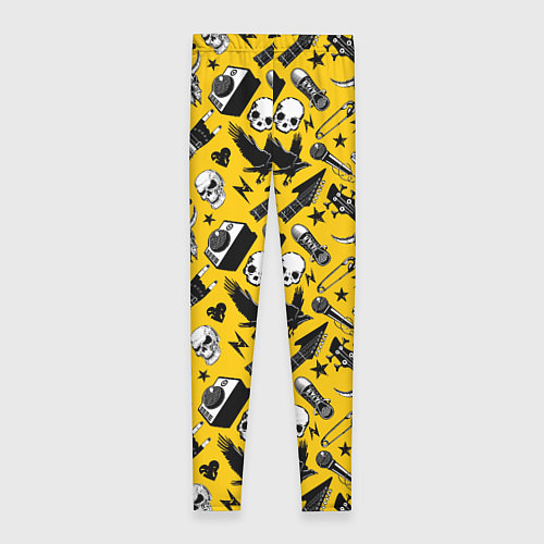 Женские легинсы Музыкальный рокенрольный узор / 3D-принт – фото 2