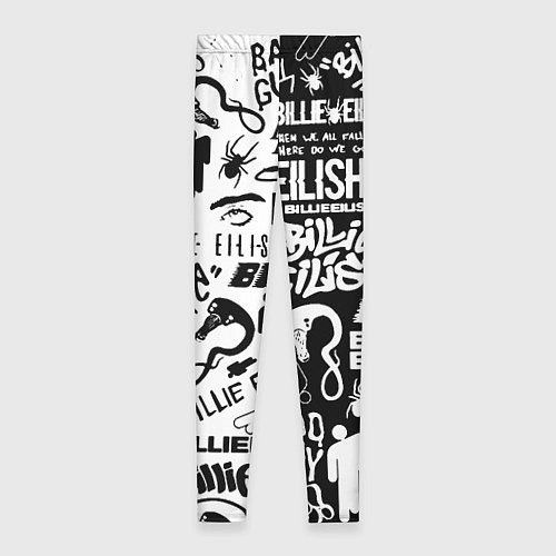 Женские легинсы Billie Eilish чернобелые битва лого / 3D-принт – фото 2