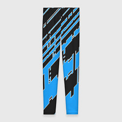 Леггинсы женские Синие линии на чёрном фоне, цвет: 3D-принт