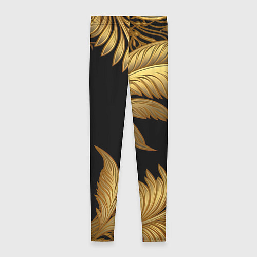 Женские легинсы Золотые объемные листья узоры / 3D-принт – фото 2