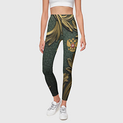 Леггинсы женские Золотые узоры и герб России, цвет: 3D-принт — фото 2
