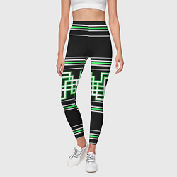 Леггинсы женские Греческие линии белы и зелёные, цвет: 3D-принт — фото 2