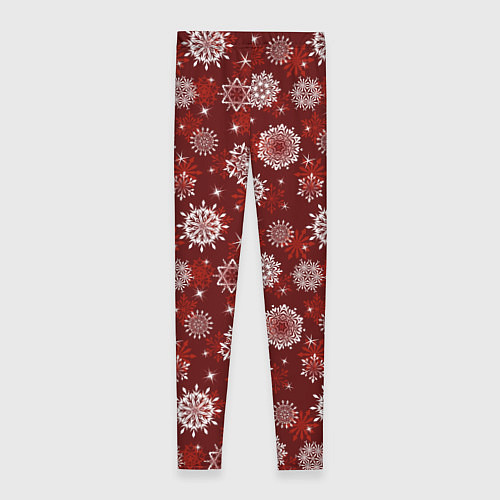Женские легинсы Snowflakes on a red background / 3D-принт – фото 2