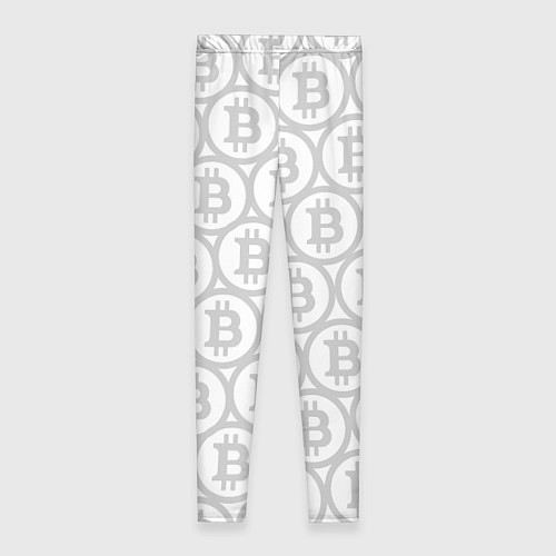 Женские легинсы Биткоин патерн на белом фоне / 3D-принт – фото 2