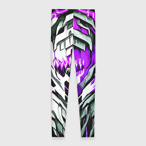 Женские легинсы Фиолетовая и белая абстракция на чёрном фоне / 3D-принт – фото 2