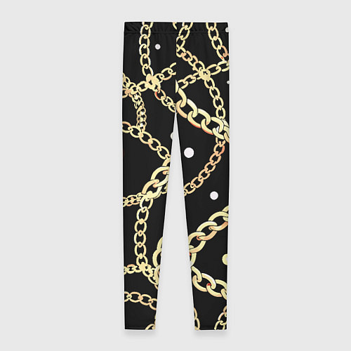 Женские легинсы Золотые цепи на черном - ювелирные украшения патте / 3D-принт – фото 2