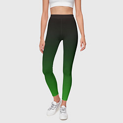 Леггинсы женские Чёрно зелёный градиент, цвет: 3D-принт — фото 2