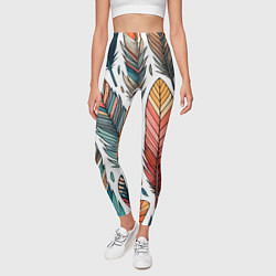 Леггинсы женские Композиция из перьев, цвет: 3D-принт — фото 2