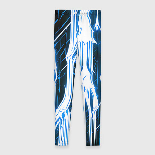 Женские легинсы Синие неоновые полосы на чёрном фоне / 3D-принт – фото 2