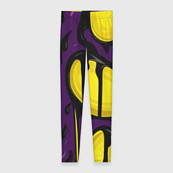 Леггинсы женские Желтые яркие пятна краски на фиолетовом, цвет: 3D-принт