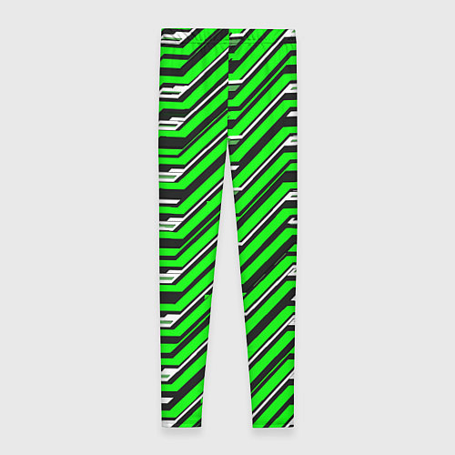 Женские легинсы Чёрно-зелёный линейный узор киберпанк / 3D-принт – фото 2