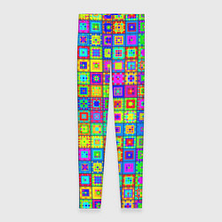 Леггинсы женские Узор из разноцветных квадратов, цвет: 3D-принт