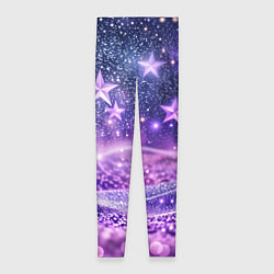 Леггинсы женские Абстрактные звезды в фиолетовых искрах, цвет: 3D-принт