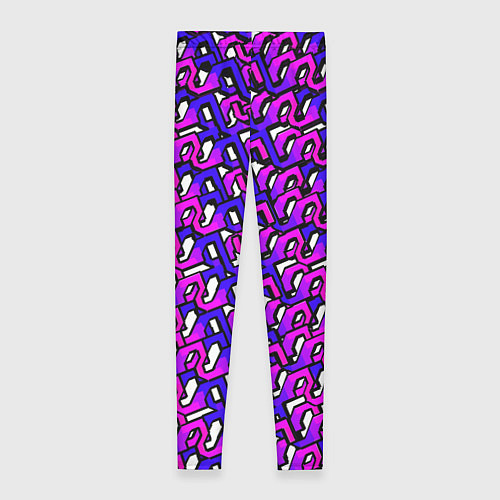 Женские легинсы Фиолетовый узор и чёрная обводка / 3D-принт – фото 2