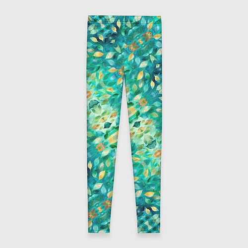 Женские легинсы Изумрудная акварельная весенняя листва / 3D-принт – фото 2