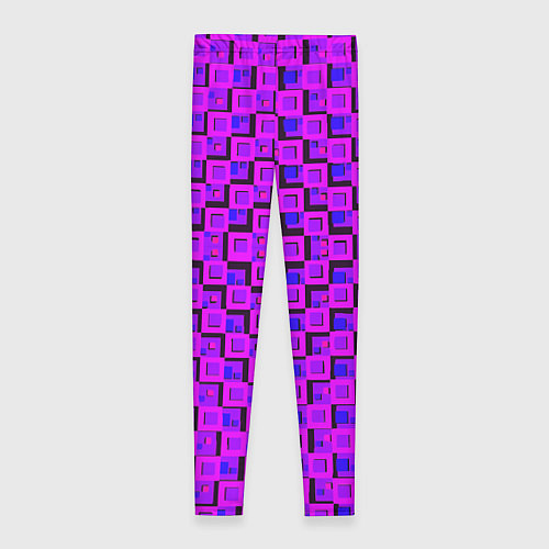 Женские легинсы Фиолетовые квадраты на чёрном фоне / 3D-принт – фото 2
