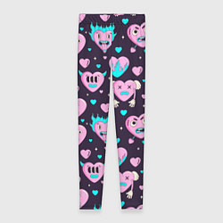 Женские легинсы Паттерн с арт сердцами
