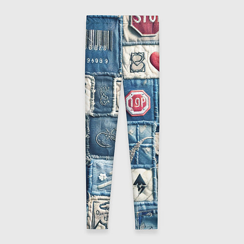 Женские легинсы Лос Анджелес на джинсах-пэчворк / 3D-принт – фото 2