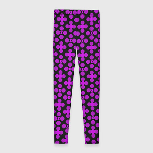 Женские легинсы Розовые четырёхлистники на чёрном фоне / 3D-принт – фото 2