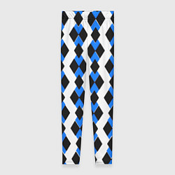 Леггинсы женские Чёрные и синие ромбы на белом фоне, цвет: 3D-принт