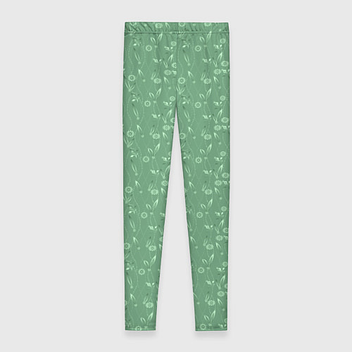 Женские легинсы Яркий зеленый однотонный цветочный узор / 3D-принт – фото 2