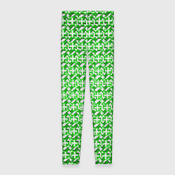 Леггинсы женские Белые плюсики на зелёном фоне, цвет: 3D-принт