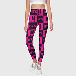Леггинсы женские BTS pattern pink logo, цвет: 3D-принт — фото 2