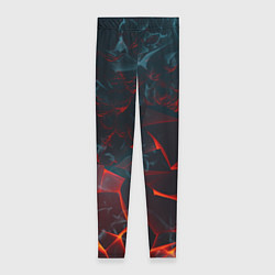 Женские легинсы Темная абстракция с разломом красных плит