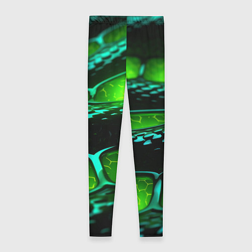 Женские легинсы Зеленая змеиная абстрактная текстура / 3D-принт – фото 2