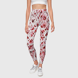Леггинсы женские Хаотичный гексагональный каркас в красном тумане, цвет: 3D-принт — фото 2