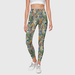 Леггинсы женские Волки паттерн, цвет: 3D-принт — фото 2