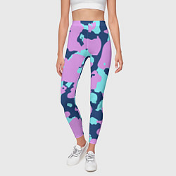 Леггинсы женские Паттерн с сиреневыми и голубыми пятнами, цвет: 3D-принт — фото 2