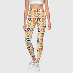Леггинсы женские Разноцветные котята ретро узор, цвет: 3D-принт — фото 2