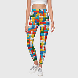 Леггинсы женские Разноцветные квадратные плитки, цвет: 3D-принт — фото 2