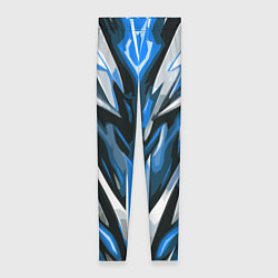 Женские легинсы Хаотичная сине-белая абстракция на чёрном фоне