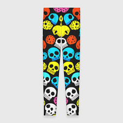 Леггинсы женские Прикольный цветной паттерн из черепков - нейроарт, цвет: 3D-принт