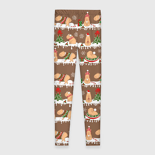 Женские легинсы Капибары на Новый год и Рождество зимой / 3D-принт – фото 2