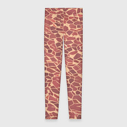 Женские легинсы Тёмно красные плитки на бежевом фоне