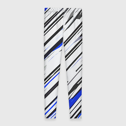 Женские легинсы Диагональные чёрно-синие полосы на белом фоне / 3D-принт – фото 2