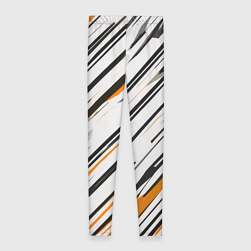 Женские легинсы Диагональные чёрно-жёлтые полосы на белом фоне / 3D-принт – фото 2