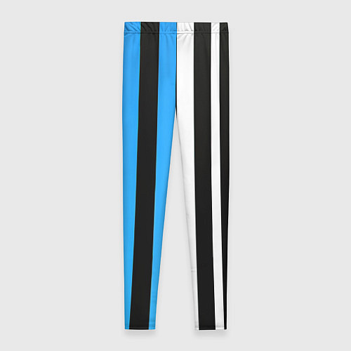 Женские легинсы Вертикальные полосы триколор синий / 3D-принт – фото 2