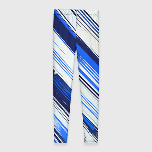 Женские легинсы Синие диагональные полосы на белом фоне / 3D-принт – фото 2