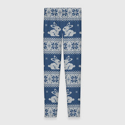 Женские легинсы Вязаный зимний узор с милыми зайчатами