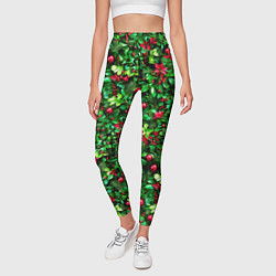 Леггинсы женские Ягоды падуба на новогодней елке, цвет: 3D-принт — фото 2