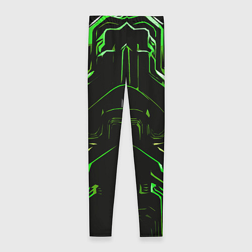 Женские легинсы Green stripes on a black background / 3D-принт – фото 2