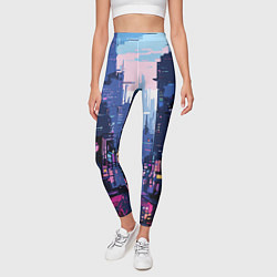 Леггинсы женские Киберпанк город розовый, цвет: 3D-принт — фото 2