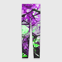 Леггинсы женские Чёрно-зелёная абстракция на фиолетовом фоне, цвет: 3D-принт